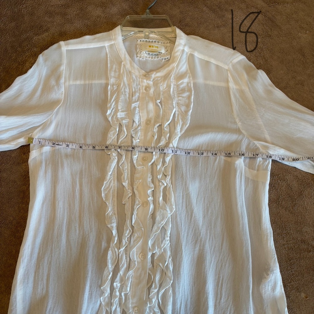 Maeve Elegant White Ruffled Blouse Size S - Picture 6 of 8